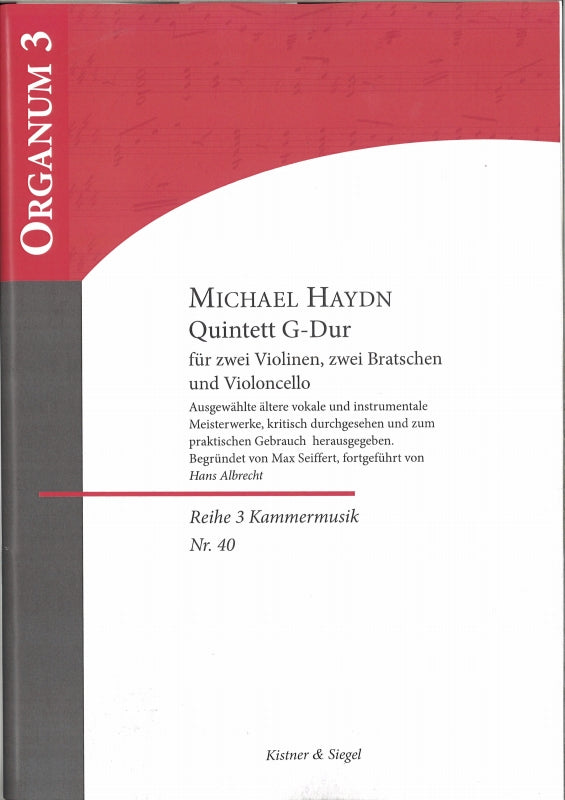 Haydn,M., Quintet in G (Score,Parts) (Kistner & Siegel)
