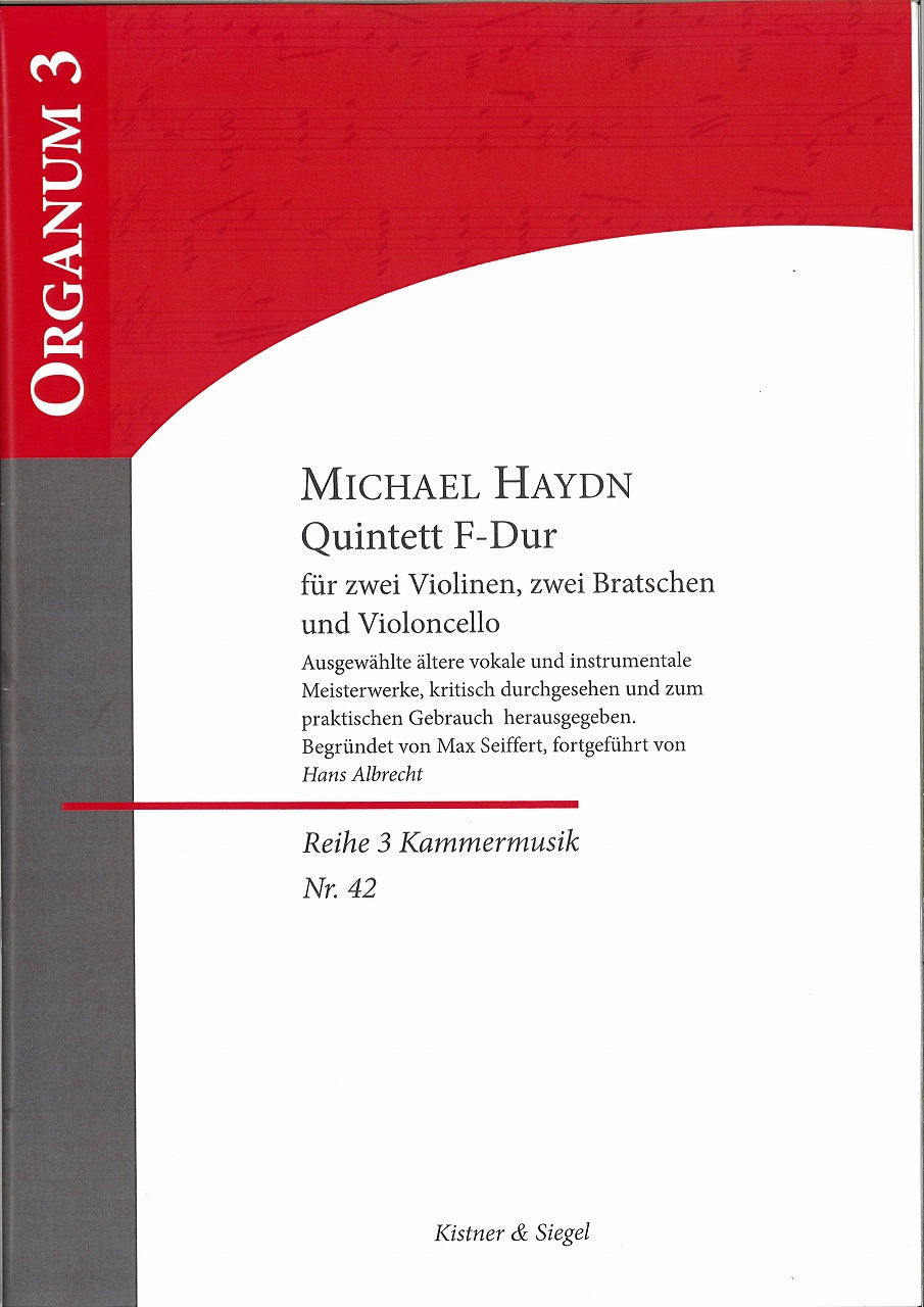 Haydn,M., Quintet in F, MH 411 (Parts) (Kistner & Siegel)