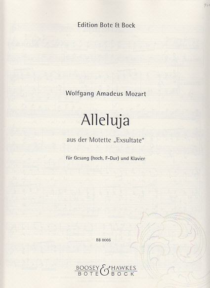 Mozart, Alleluja (Exultate) High,Pf (Bote & Bock)