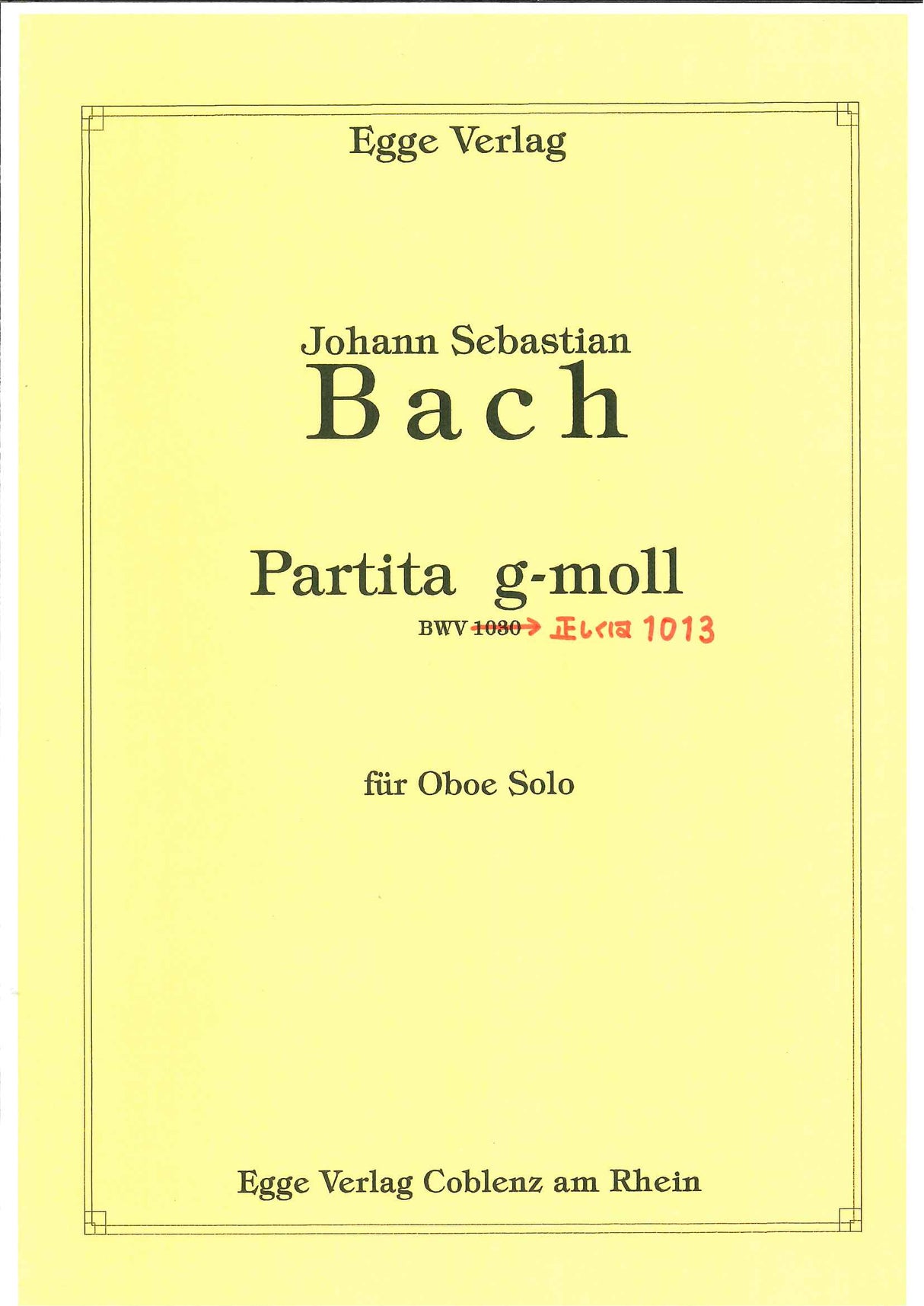Bach, Partita g-moll, BWV 1013 (Egge)
