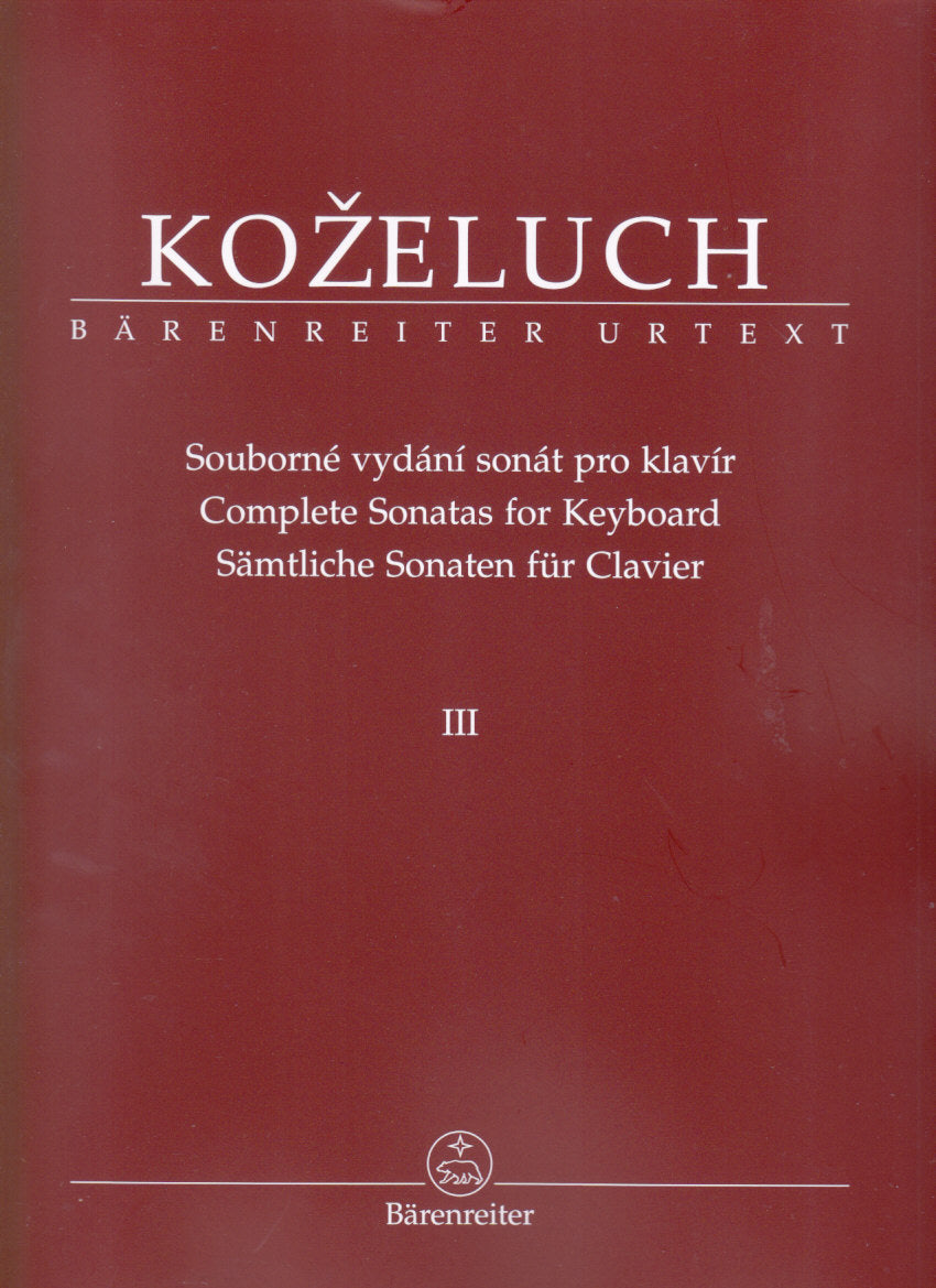 Kozeluch, Sonatas, Complete 3 (Hogwood) (Barenreiter)