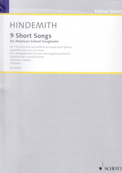 Hindemith, 9 Short Songs (Schott)