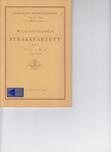 Stenhammar, String Quartet No. 6 op. 35 (Musikaliska Konstforeningen)