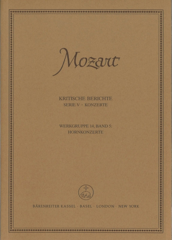 Neue Mozart-Ausgabe 5/14/5 Krit.Bericht (Barenreiter)