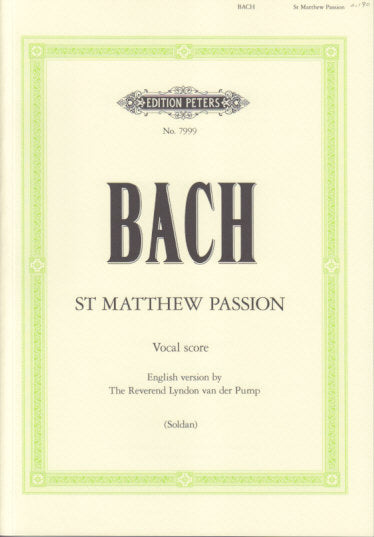 Bach, St Matthew Passion [E] (Peters)