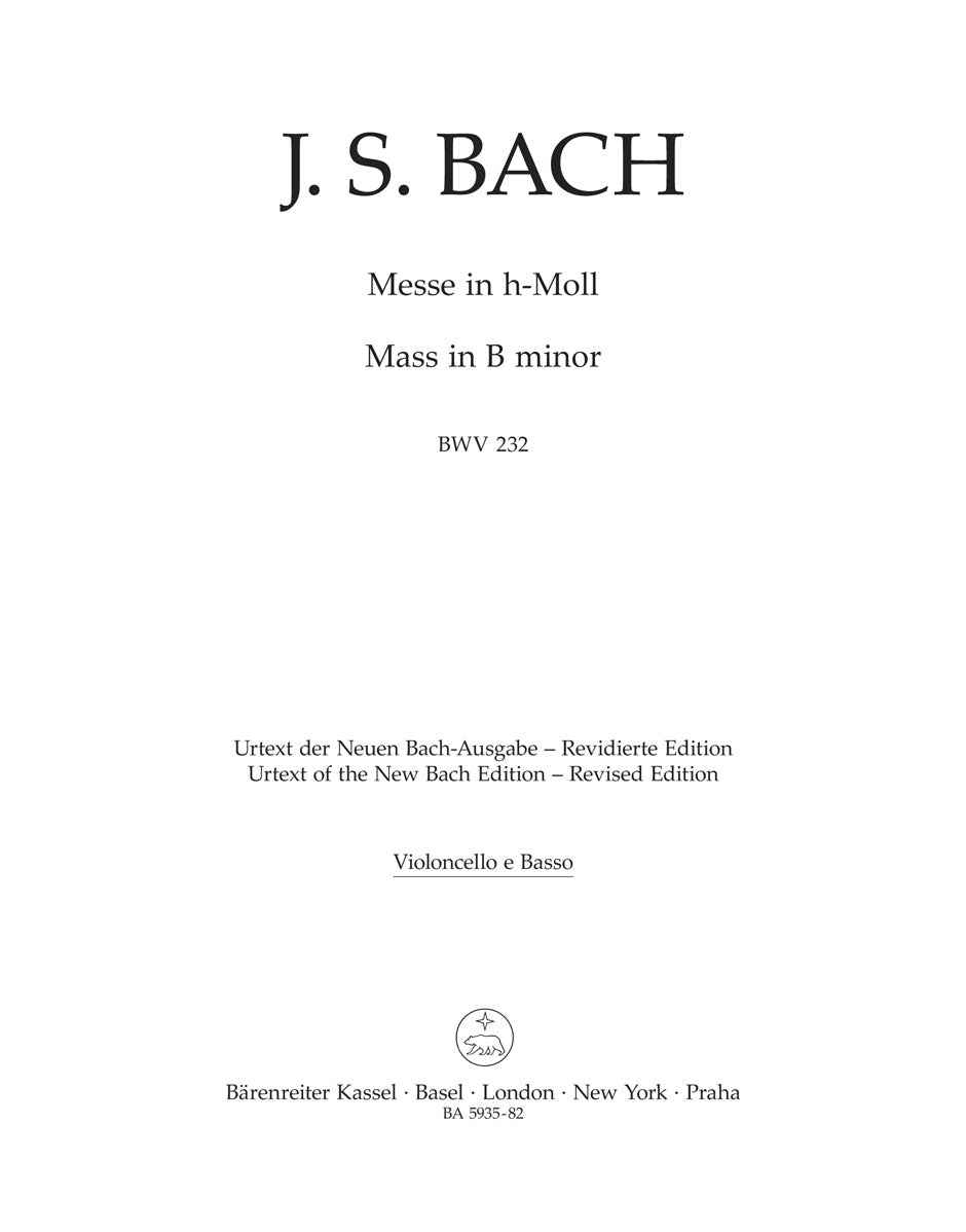 Bach, Messe h-moll BWV 232 (Vc/Kb) (Barenreiter)