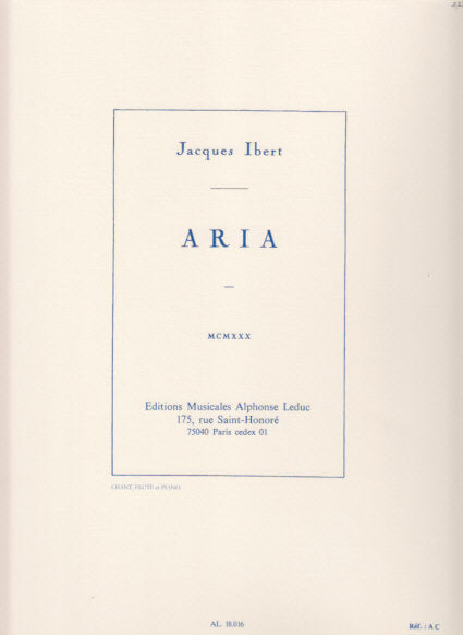 Ibert, Aria (Med.Voice,Fl,Pf) (Leduc)