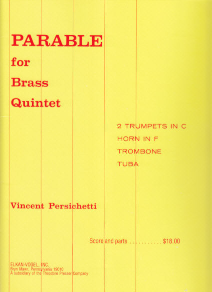 Persichetti, Parable 2 op. 108 (Quintet) (Elkan-Vogel)
