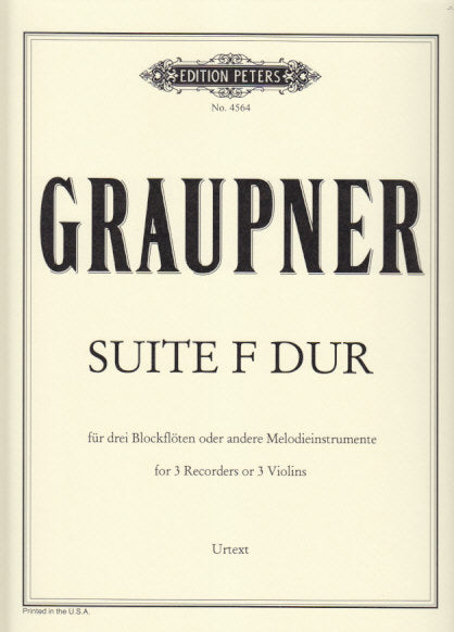 Graupner, Suite in F (S/A,A,T Rec or 3Vn (Peters)