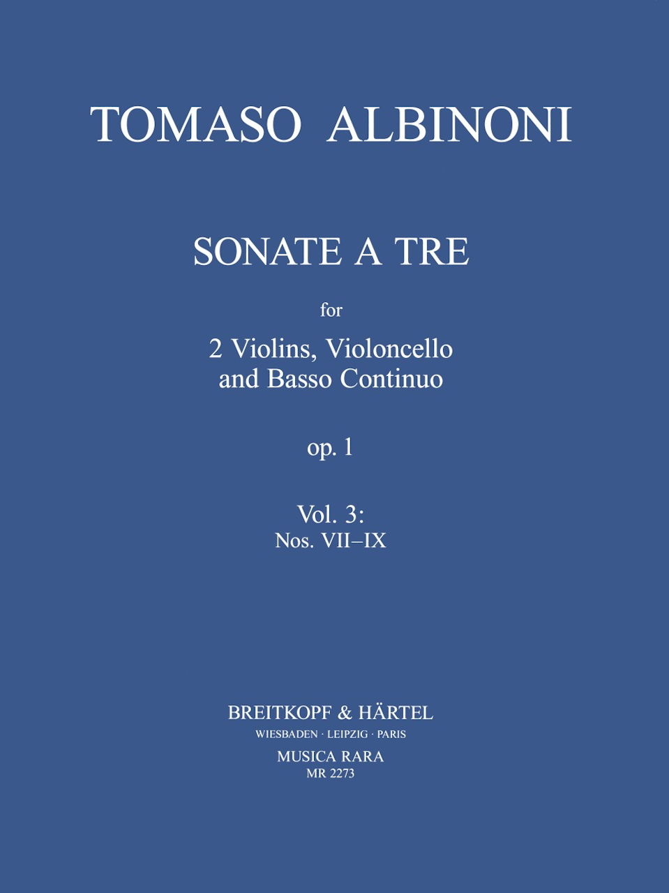 Albinoni, Sonate a tre op. 1, vol. 3 (Musica Rara)