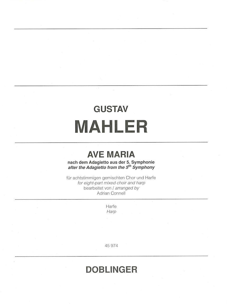 Mahler, Ave Maria/Adagietto: Harp part (Doblinger)