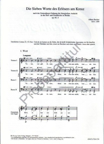 Becker, Sieben Worte (SATTBB,Org) (Carus)