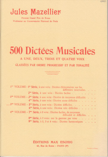 Mazellier, 500 Dictees musicales, 3 (Eschig)