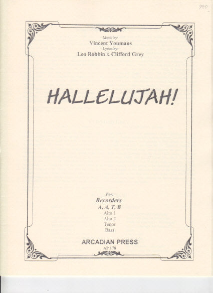 Youmans, Hallelujah! (Arcadian Press)