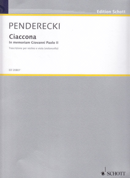 Penderecki, Ciaccona (Vn,Va/Vc) (Schott)