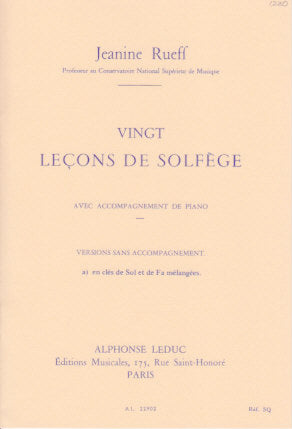 Rueff, 20 Lecons de solfege, 2 cles mel (Leduc)