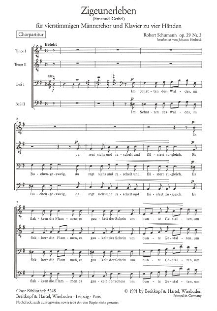 Schumann, Zigeunerleben (Chorpart TTBB) (Breitkopf)