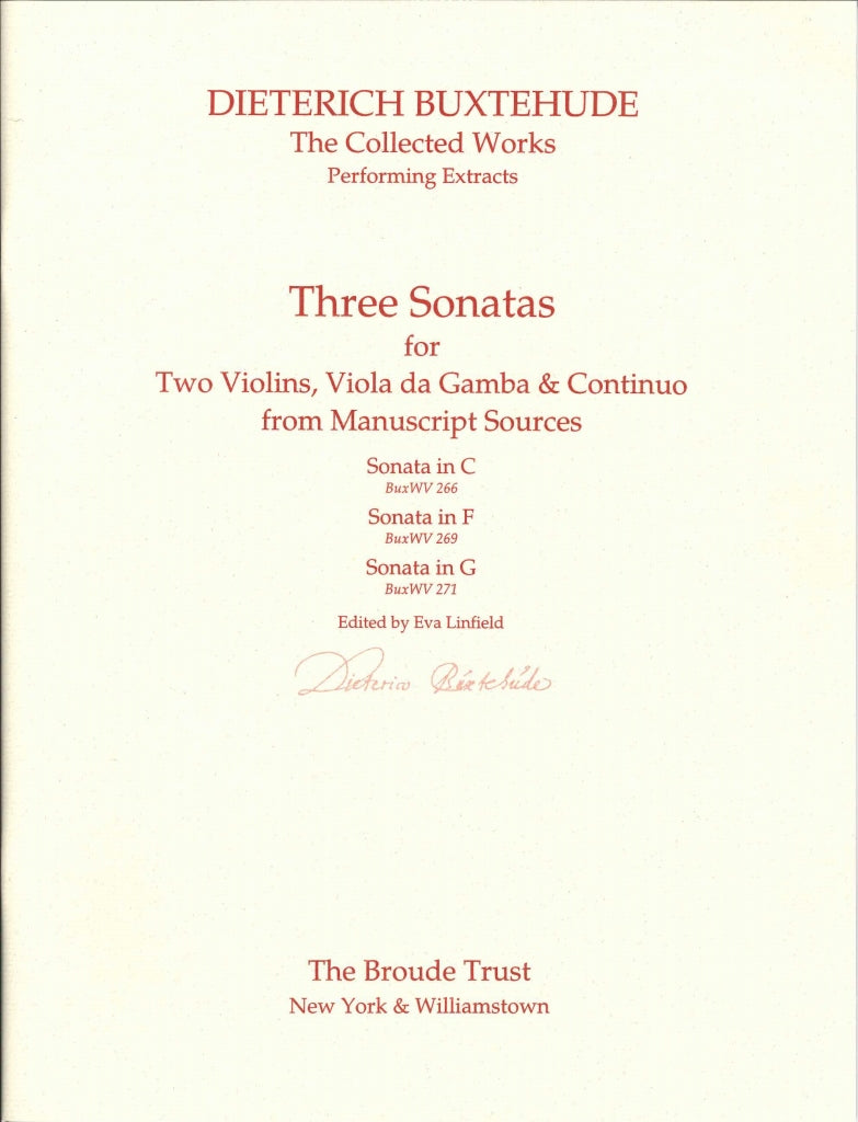 Buxtehude, Sonatas BuxWV 266, 269, 271 (Broude Trust)