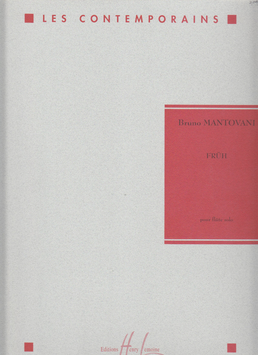 Mantovani, Fruh, pour flute solo (Lemoine)