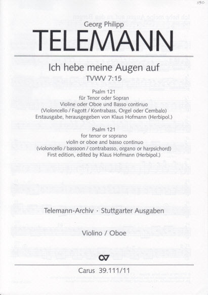 Telemann, Ich hebe meine Augen auf Vn/Ob (Carus)