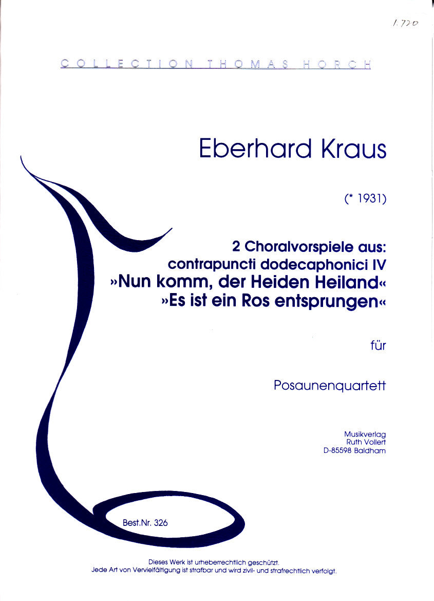 Kraus, 2 Choralvorspiele (Ruth Vollert, Musikverlag)