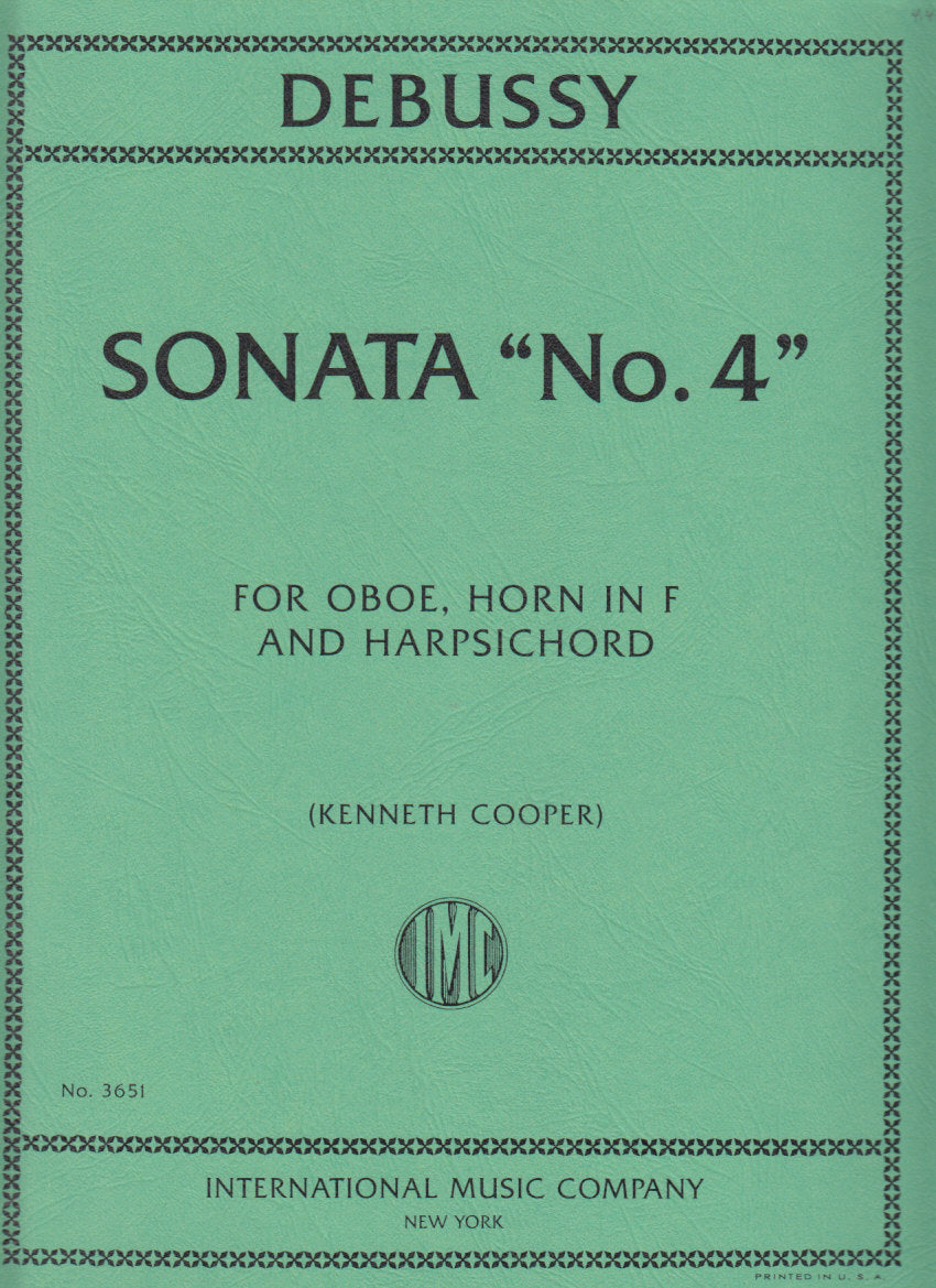 Debussy, Sonata 'No. 4' (Ob,Hn,Cemb) (IMC)