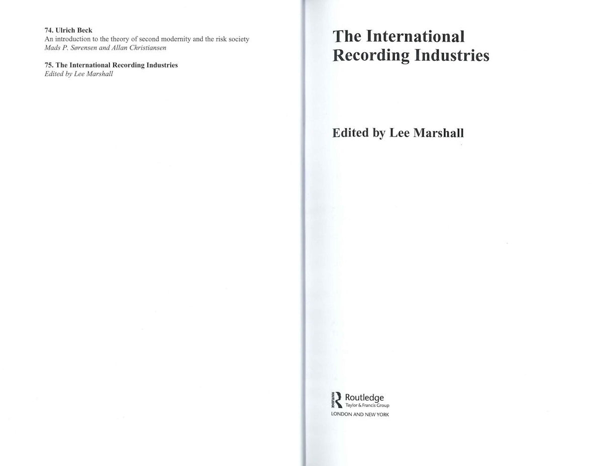 Marshall, International Recording Indust (Routledge)