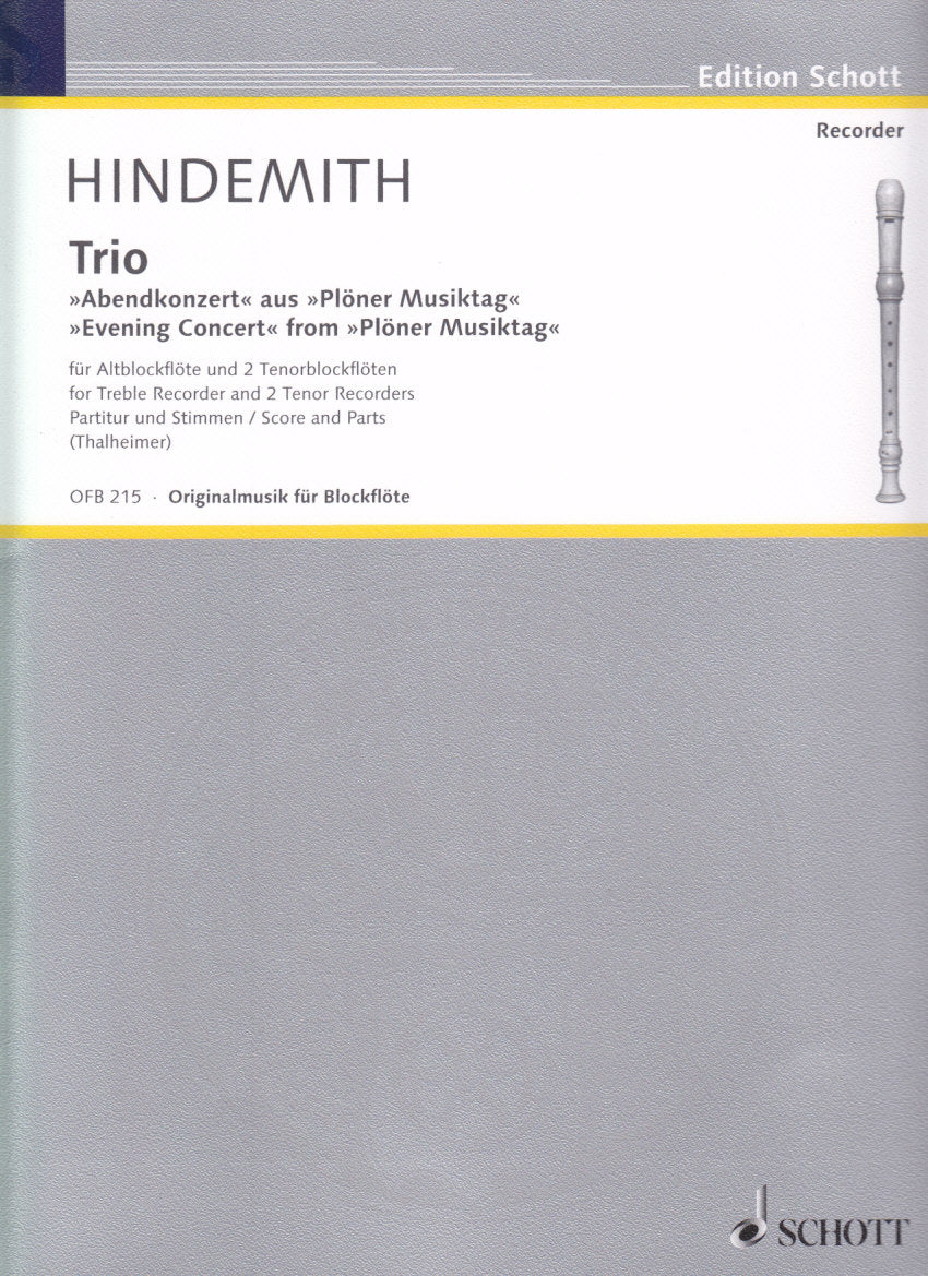 Hindemith, Ploner Musiktag D/5 Trio ATT (Schott)