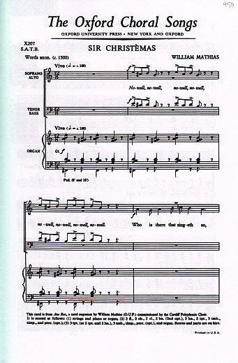 Mathias, Sir Christemas (SATB,Org) (Oxford University Press)