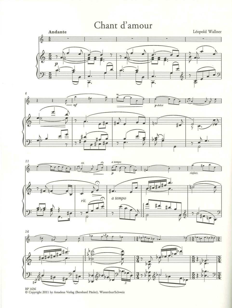 Wallner, 3 Romantische Stucke (Ob,Pf) (Amadeus Verlag)