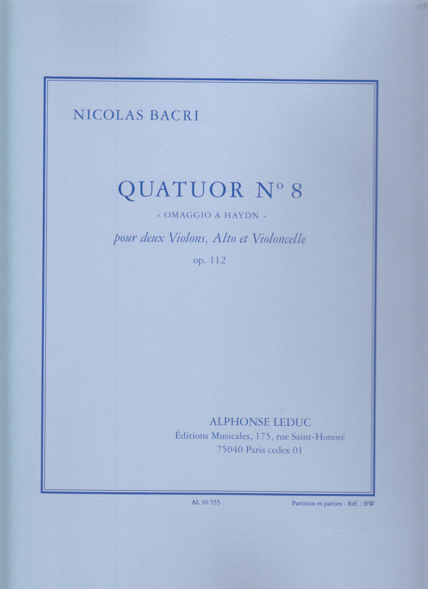 Bacri, Quatuor No. 8, op. 112 (Leduc)