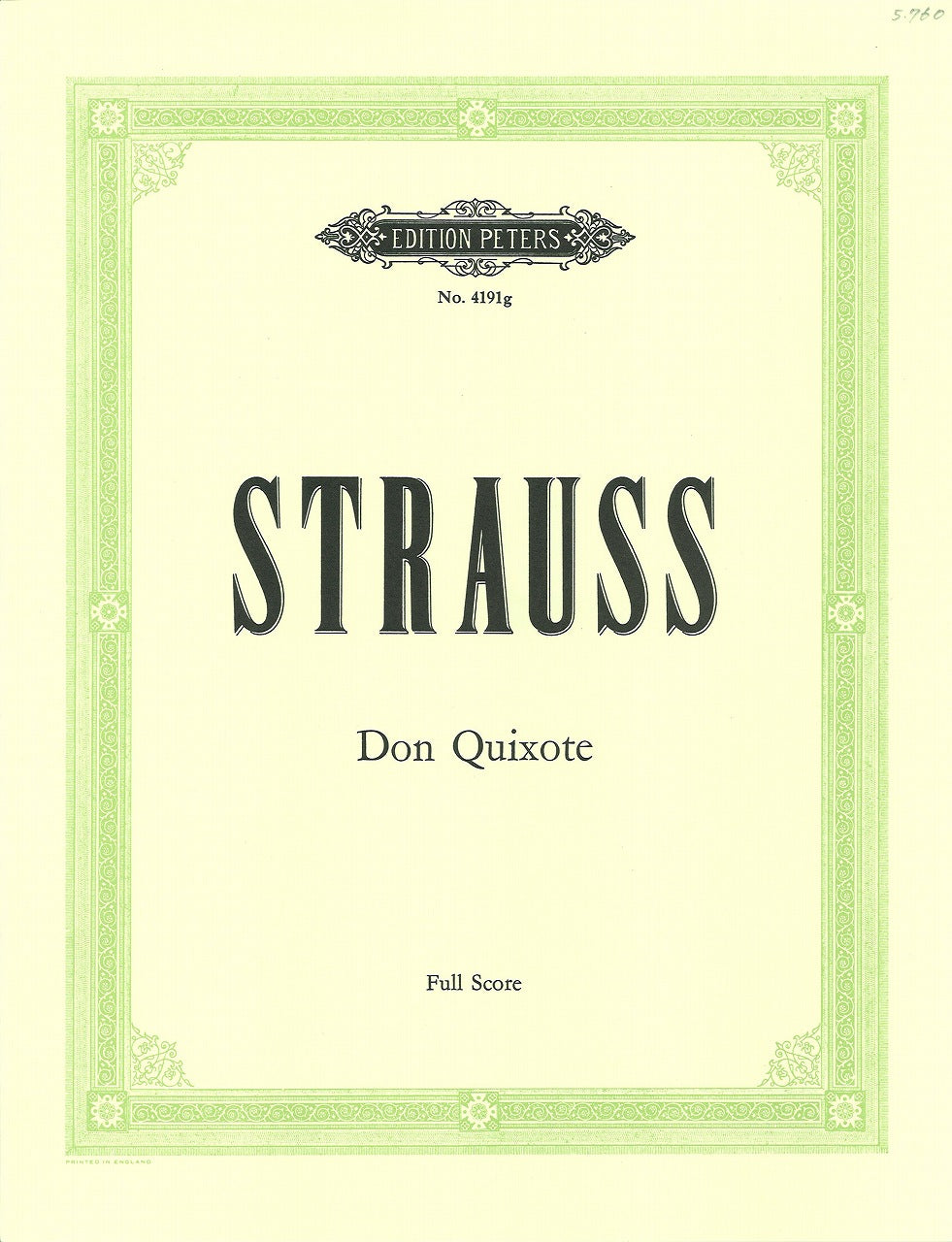 Strauss, Don Quixote op. 35 Full Score (Peters)