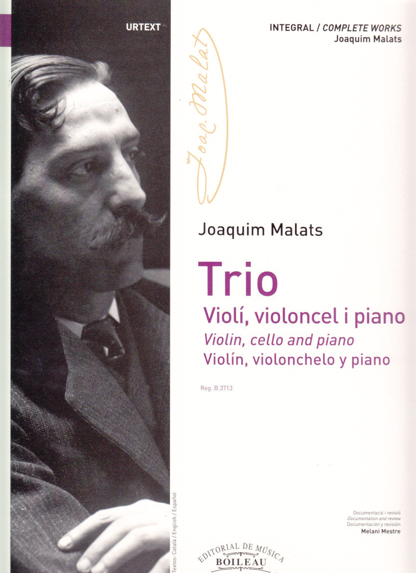 Malats, Trio en Si bemoll (Vn,Vc,Pf) (Boileau)