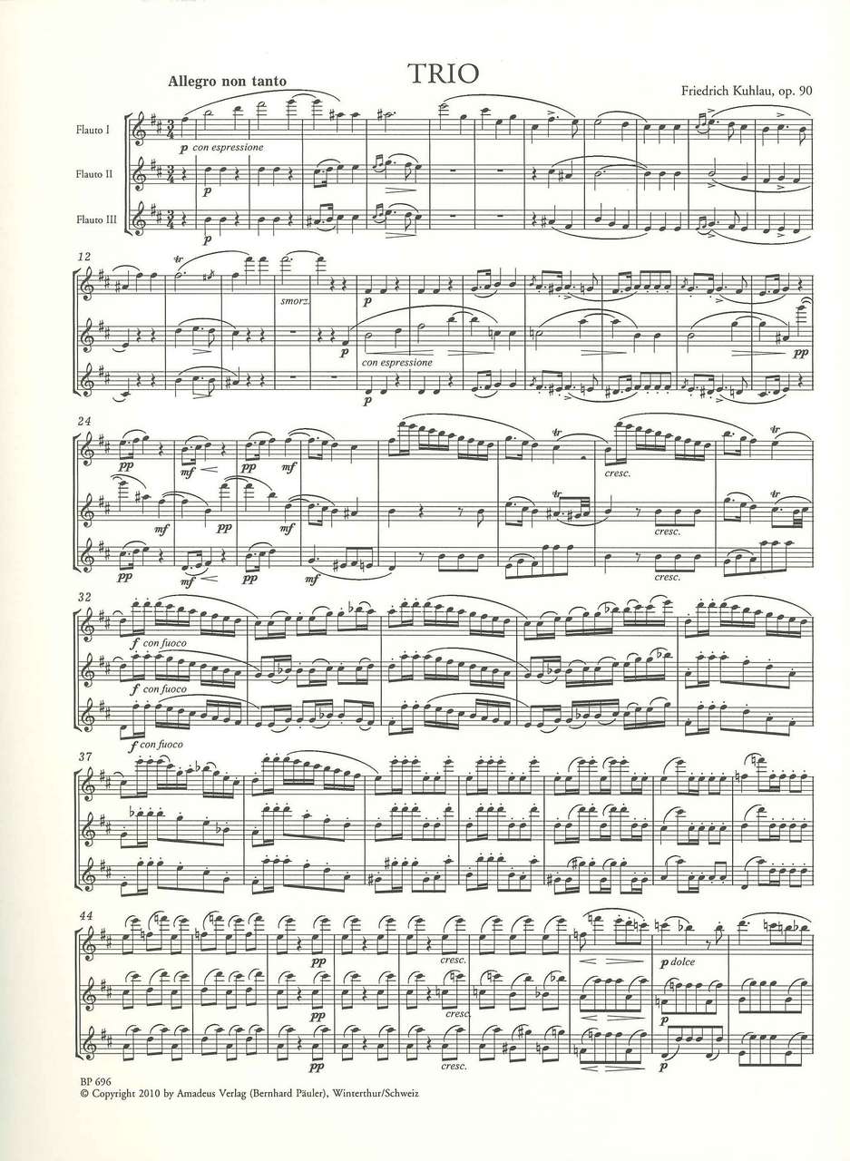 Kuhlau, Grand Trio op. 90 in b min. 3Fl (Amadeus Verlag)