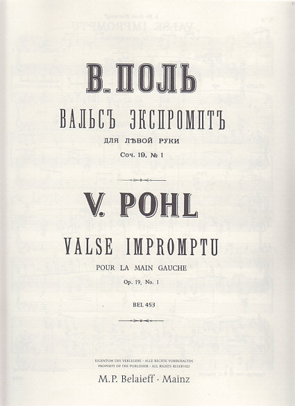 Pohl, Valse impromptu op. 19/1 (Belaieff)
