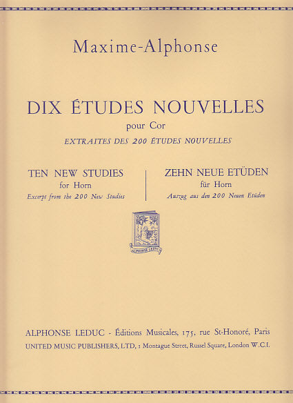Maxime-Alphonse, 10 Etudes nouvelles (Leduc)