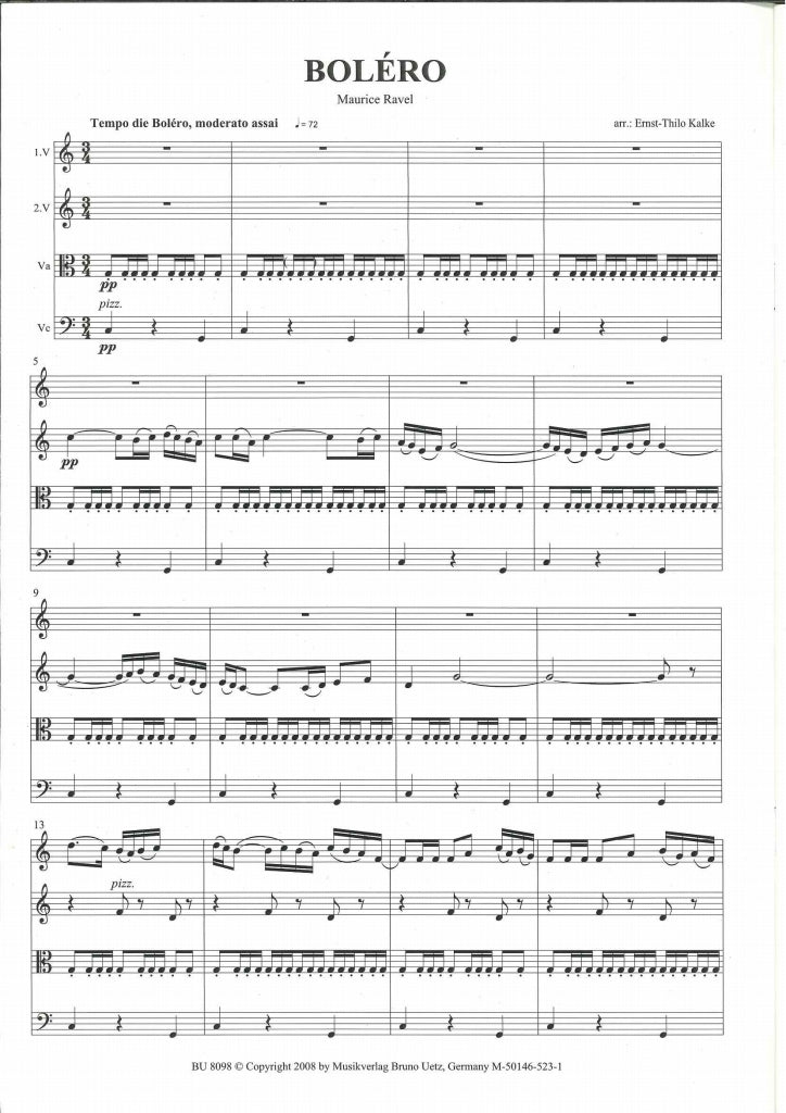 Ravel, Bolero (2Vn,Va,Vc) (Uetz)