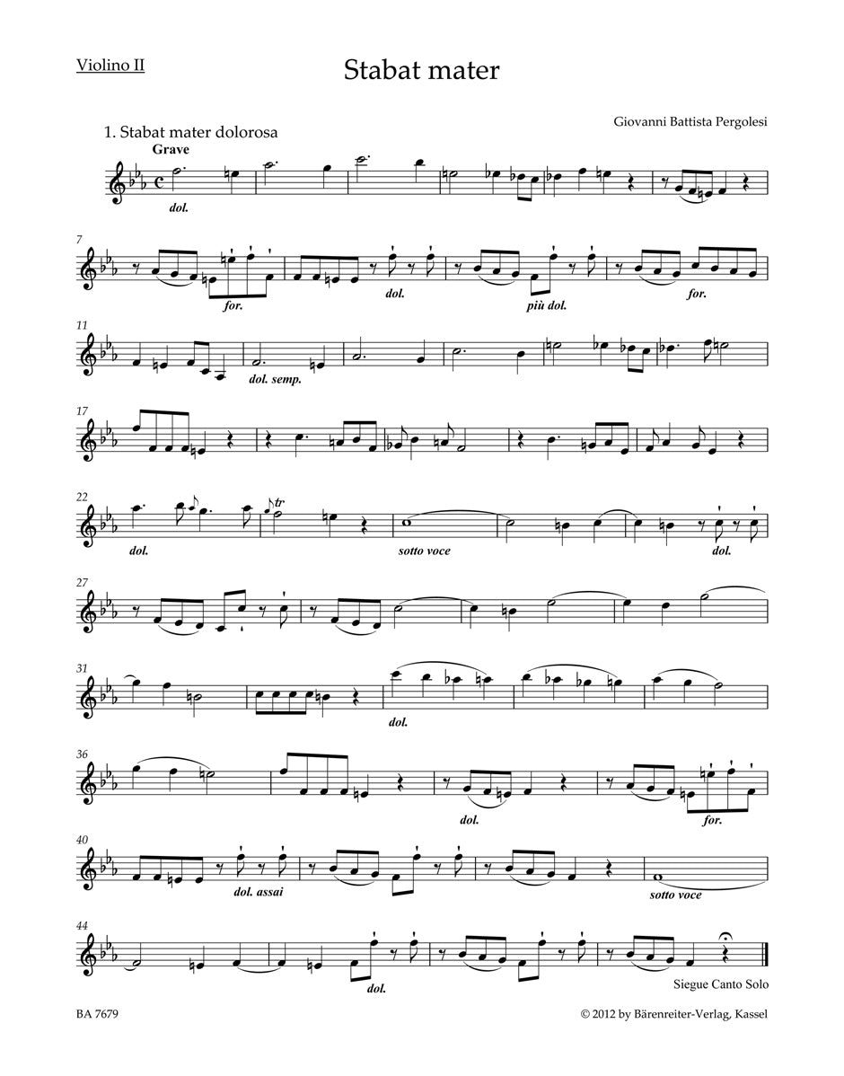 Pergolesi, Stabat mater: Vn II (Barenreiter)