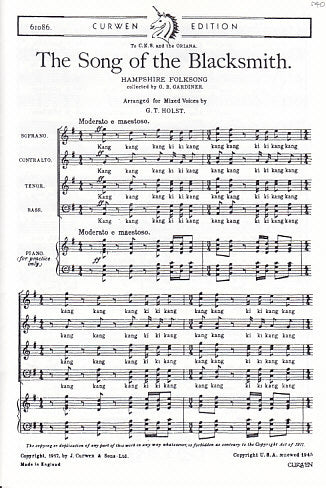 Holst, Song of the Blacksmith (TTBB) (Curwen)