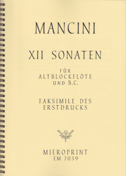 Mancini, 12 Solos/Sonaten (Rec,Bc) Facs. (Mieroprint)