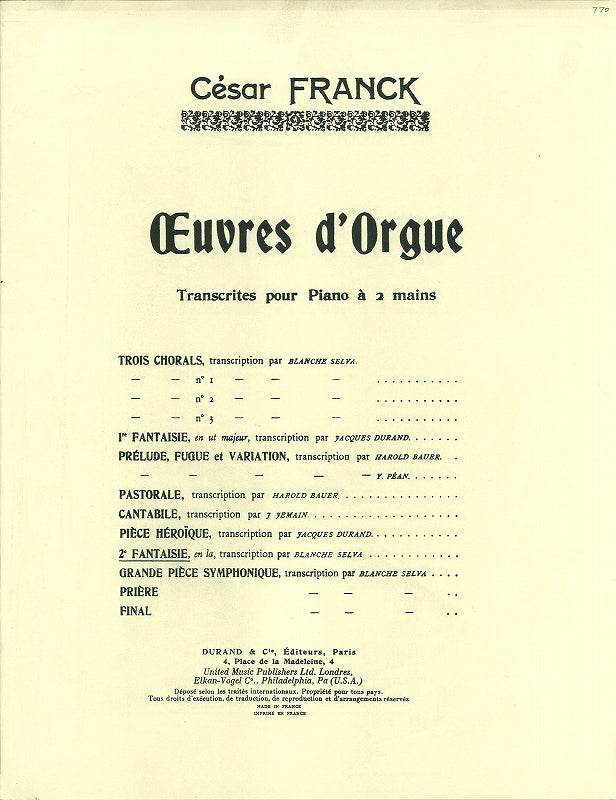 Franck, Fantaisie No. 2 in A, M 35 (Durand)