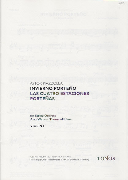 Piazzolla, Invierno porteno, Quartet (Pa (Tonos)