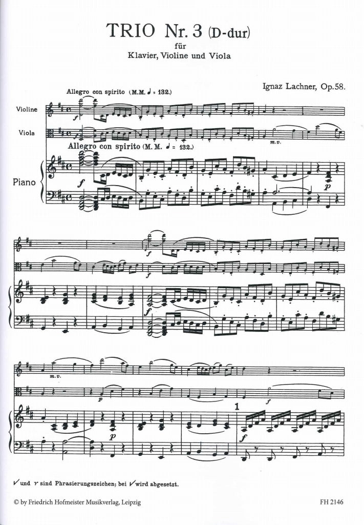 Lachner, Trio No. 3 op. 58 (Vn,Va,Pf) (Hofmeister)