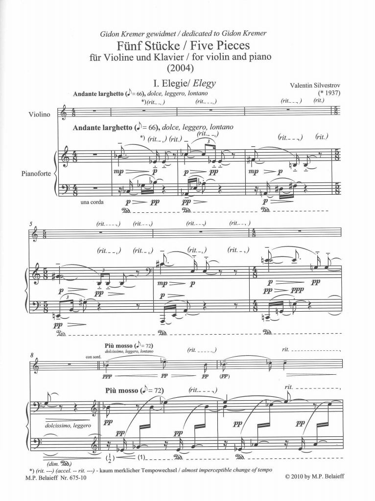 Silvestrov, Melodien der Augenblicke Set (Belaieff)
