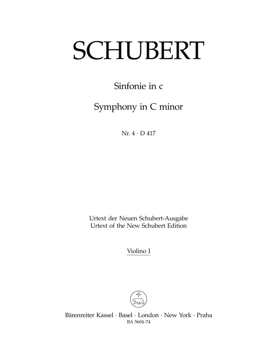 Schubert, Symphony No. 4 Violin I (Barenreiter)