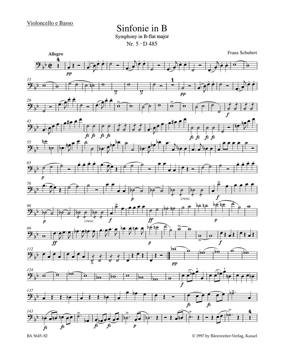 Schubert, Symphony No. 5 Vc/CB (Barenreiter)
