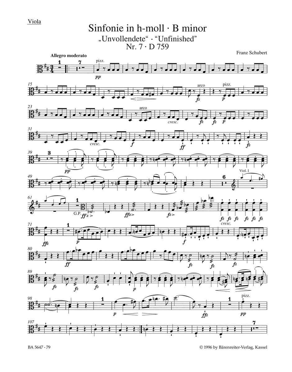 Schubert, Symphony No. 7[8] Viola (Barenreiter)