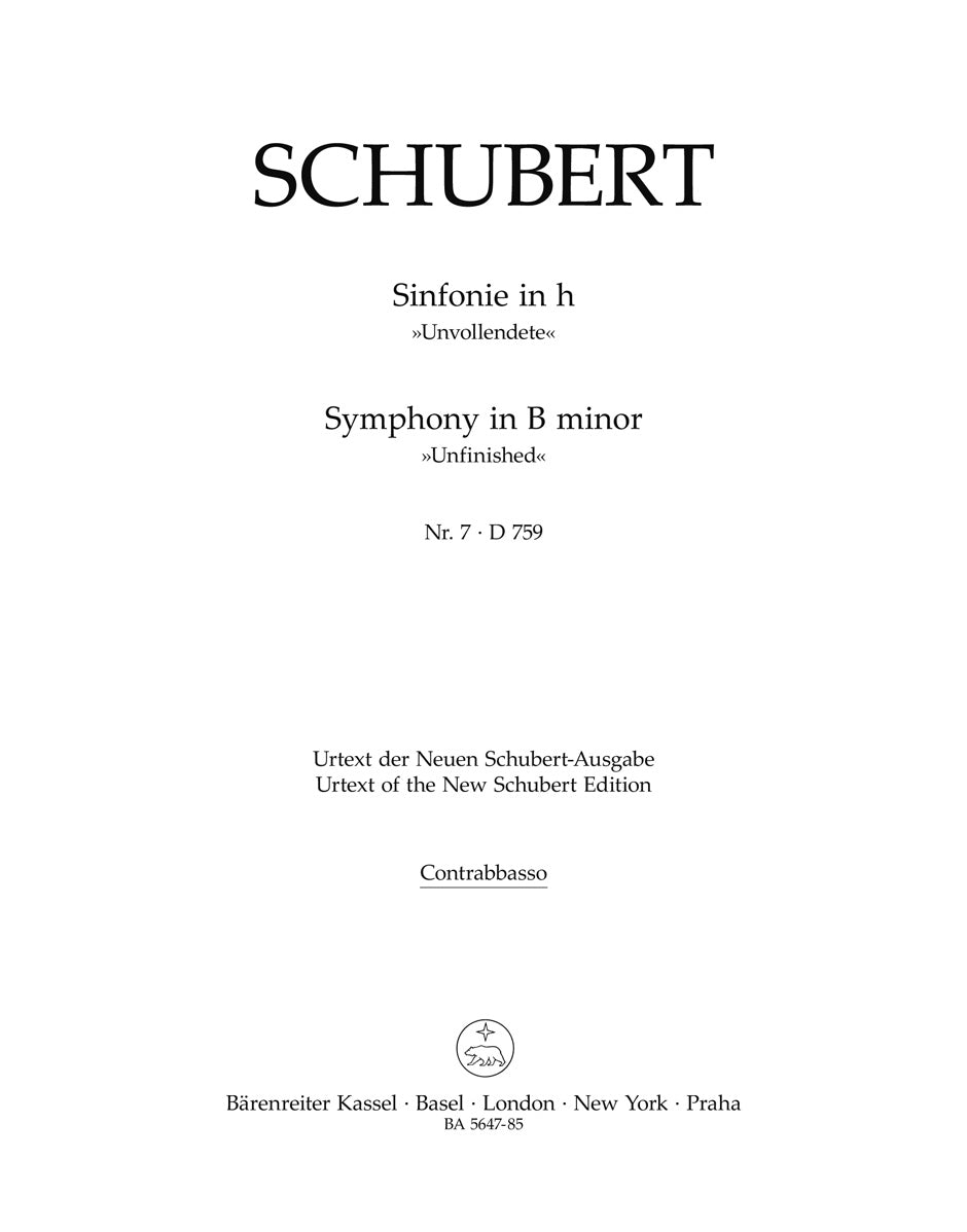 Schubert, Symphony No. 7[8] Contrabass (Barenreiter)