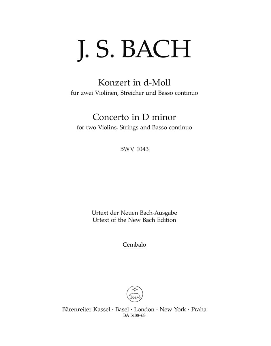 Bach, Concerto BWV 1043 in d: Cembalo (Barenreiter)