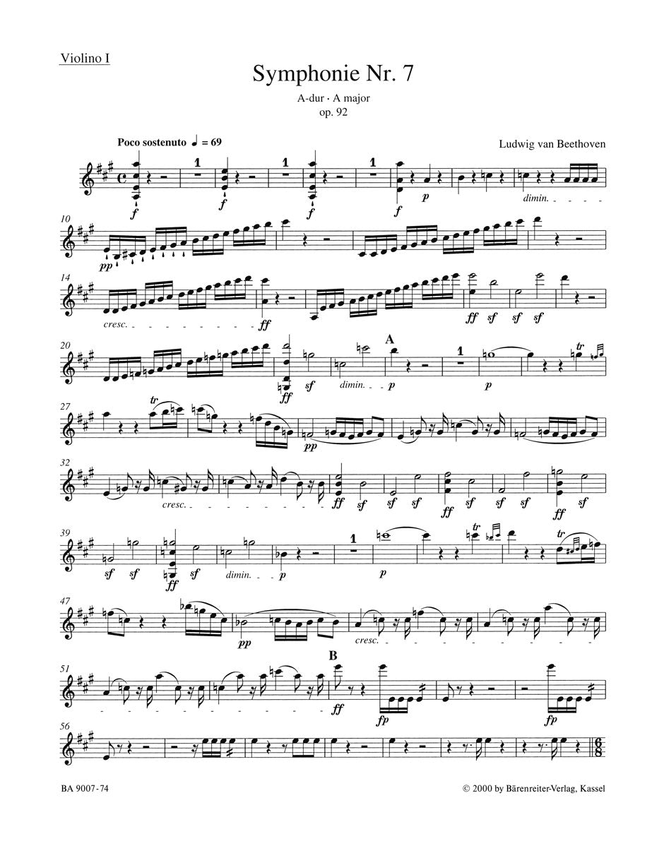 Beethoven, Symphony No. 7 Violin I (Barenreiter)